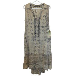 Aratta Silent Journey Midi Shirt Dress NWT Size M Lace Embroidered Distressed